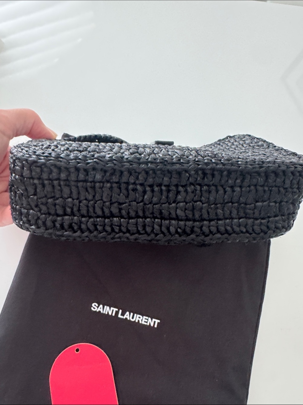 Authentic Saint Laurent Mini Black Raffia LE 5 À 7 Shoulder Bag - Picture 6 of 10